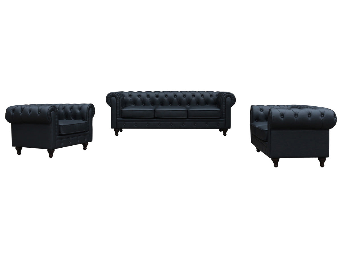 Divano fisso Chesterfield "Aliza" - 157 x 82 x 70 cm - 2 posti a sedere - Nero