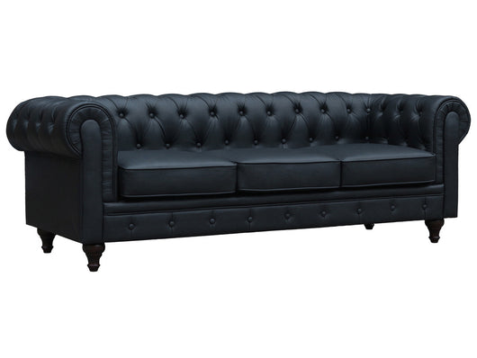 Divano fisso Chesterfield "Aliza" - 208 x 82 x 70 cm  3 posti - Nero