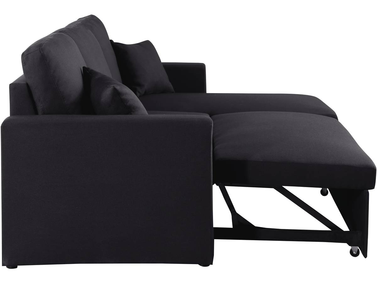 Divano angolare convertibile "Alain" - 221x145x85 cm - 3 posti - Nero