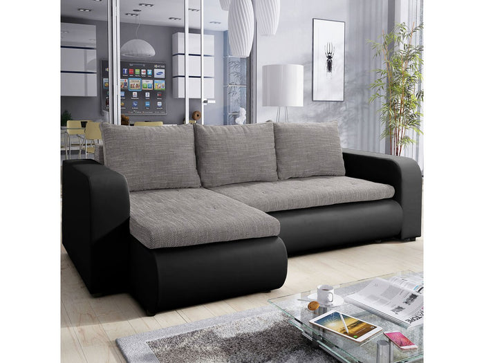 Divano angolare "Brooklyn" a sinistra - 246 x 150 x 82 cm - 3 Posti - Grigio Nero