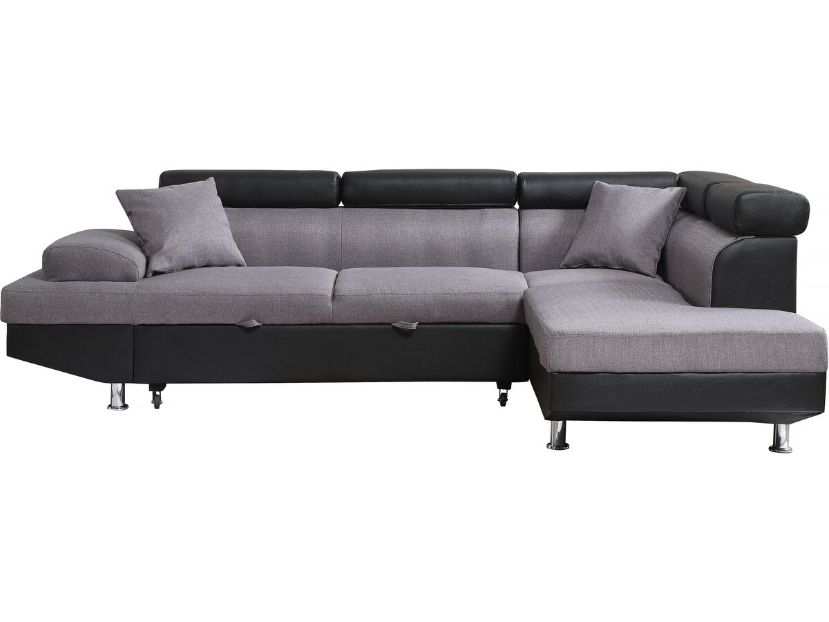 Divano ad angolo convertibile Sophia luxe 265x190,5x80/91 cm Nero / Grigio 5 posti Angolo destro