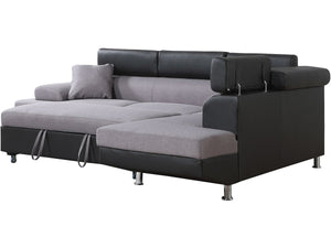 Divano ad angolo convertibile Sophia luxe 265x190,5x80/91 cm Nero / Grigio 5 posti Angolo destro