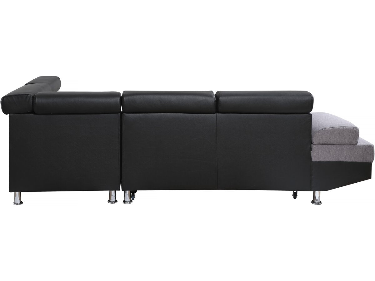 Divano ad angolo convertibile Sophia luxe 265x190,5x80/91 cm Nero / Grigio 5 posti Angolo destro