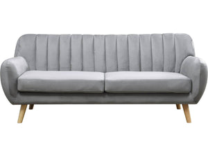 Divano 3 posti fisso 194,5x84x82 cm Jarvis in velluto scandinavo colore grigio