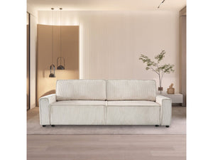 Divano letto in velluto a coste "Montaigne" - 3 posti - Beige