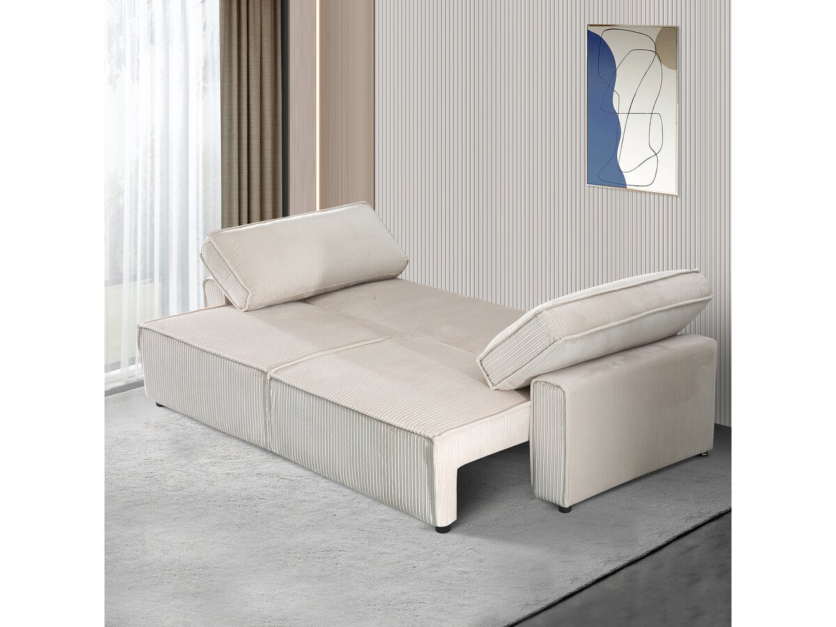 Divano letto in velluto a coste "Montaigne" - 3 posti - Beige