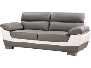 Divano fisso in pelle ricostituita e PVC " Dallas" - 210 x 88 x 90 cm - 3 posti a sedere - Grigio/bianco