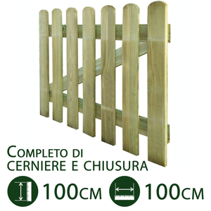 cancelletto per steccato in legno con accessori giardino e recinzione cm 100 x 100 h cancello in doghe esterno impregnato cod:ferx.pali.22.s