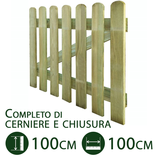 cancelletto per steccato in legno con accessori giardino e recinzione cm 100 x 100 h cancello in doghe esterno impregnato cod:ferx.pali.22.s