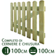 cancelletto per steccato in legno con accessori giardino e recinzione cm 100 x 100 h cancello in doghe esterno impregnato cod:ferx.pali.22.stock.s