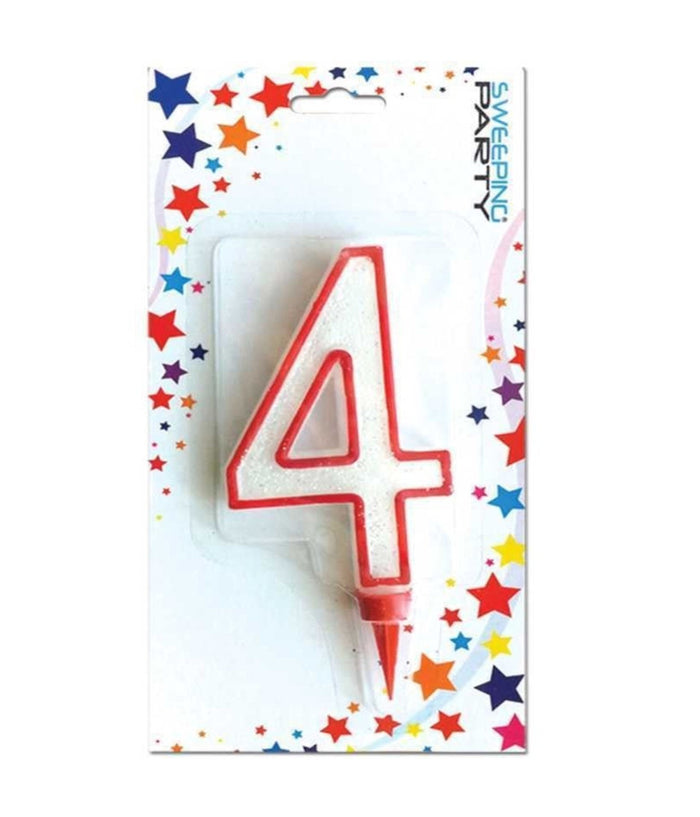 Candela Gigante Glitter Numero 4 Compleanno Candelina Festa Animazione Party         