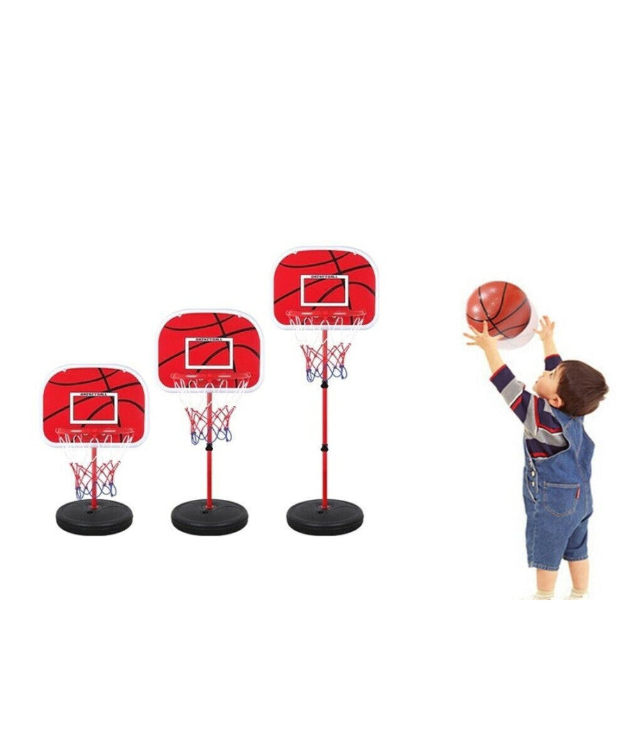 Canestro Basket Per Bambini Con Tabellone Altezza Regolabile 75 - 155 Cm + Palla         