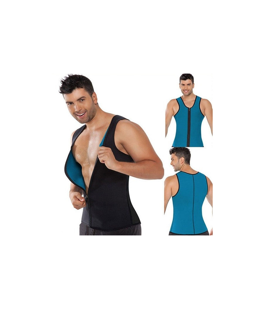 Canotta Snellente Uomo Con Zip Shapers Dimagrante Riduci Peso Neotex Azzurra     S    