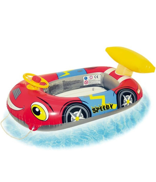 Canotto Gonfiabile Auto Gioco Per Bambini Con Volante 100x62x25 Cm Mare Piscina         