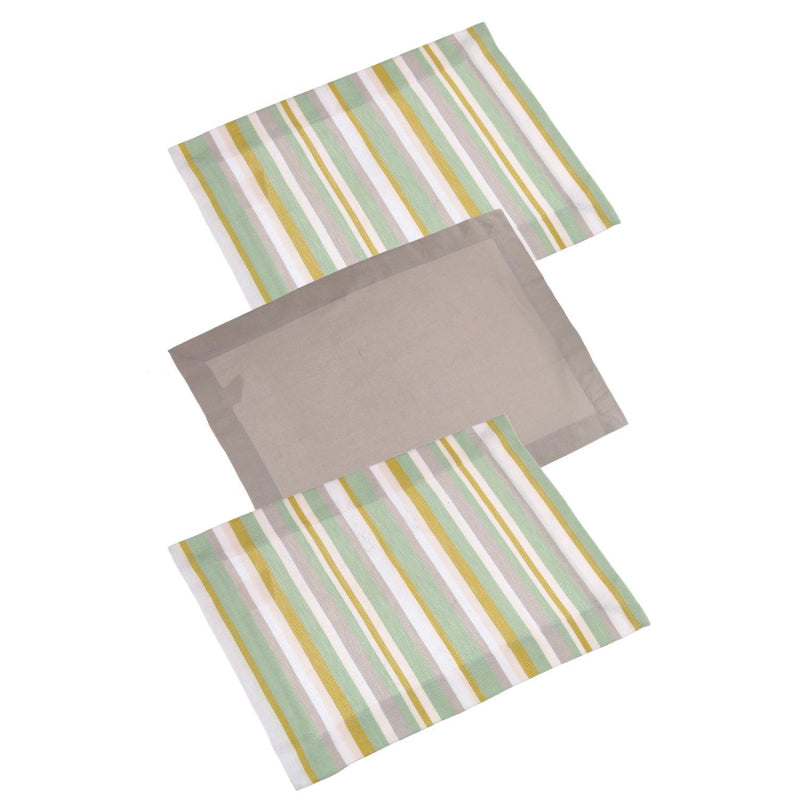 Canovaccio set 3 pezzi stripe verde tinto in filo cm50x70