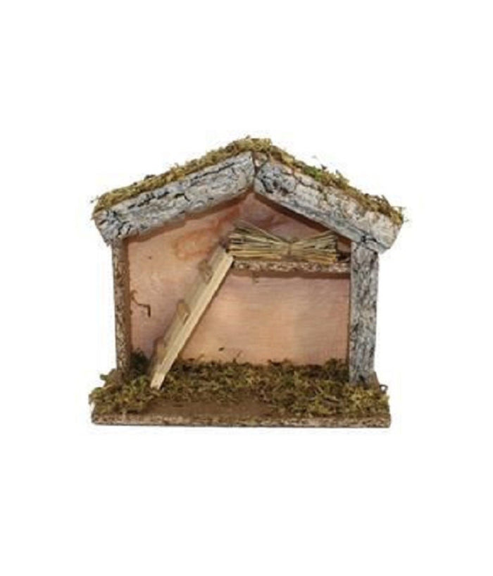 Capanna Con Corteccia Muschio Scala 21x19x10cm Presepe Decorazione Addobbo Natale         