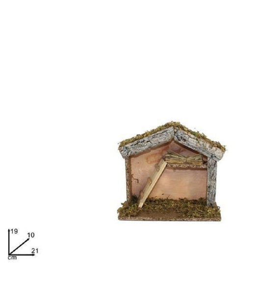 Capanna Con Corteccia Muschio Scala 21x19x10cm Presepe Decorazione Addobbo Natale         