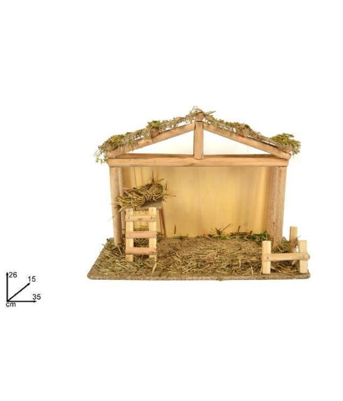 Capanna Con Scaletta Tetto Juta 35x26x15 Cm Presepe Addobbo Decorazione Natale         