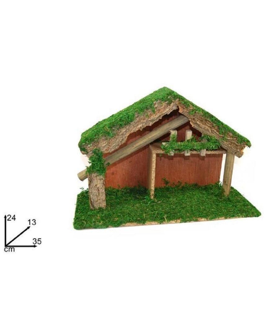 Capanna Vuota 35x24x13 Cm Muschio Presepe Addobbo Natale Decorazione Natalizio         