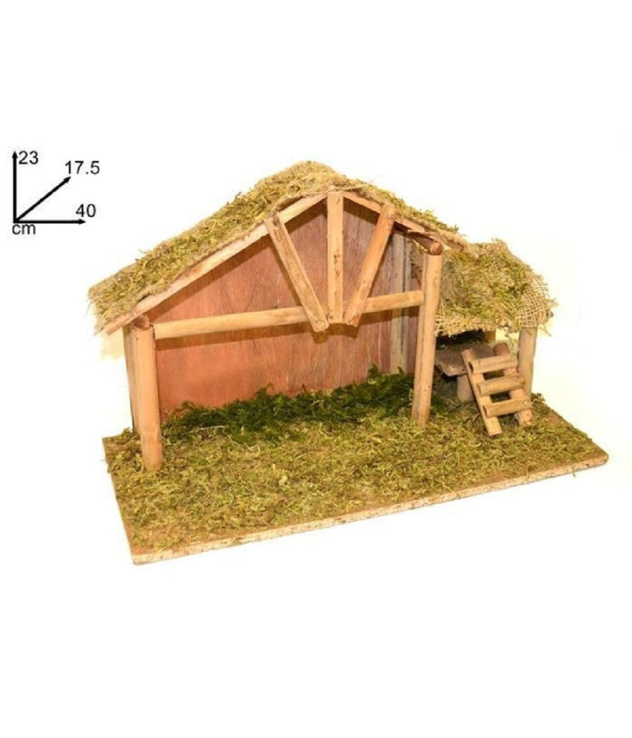 Capanna Vuota 40x17.5x23 Cm Muschio Scaletta Presepe Addobbo Decorazione Natale         