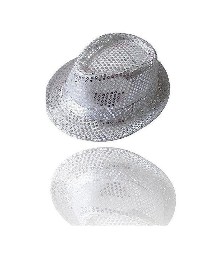 Cappello Borsalino Paillettes Argento Spettacolo Teatro Paillette Uomo Donna         