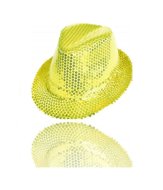 Cappello Borsalino Paillettes Giallo Spettacolo Teatro Paillette Uomo Donna         