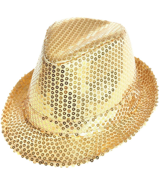 Cappello Borsalino Paillettes Oro Spettacolo Teatro Paillette Uomo Donna         