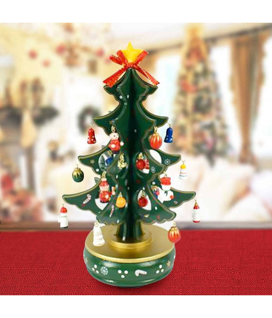 Carillon Natalizio Albero Di Natale Legno Con Addobbi 29cm Decorazioni Natalizie         