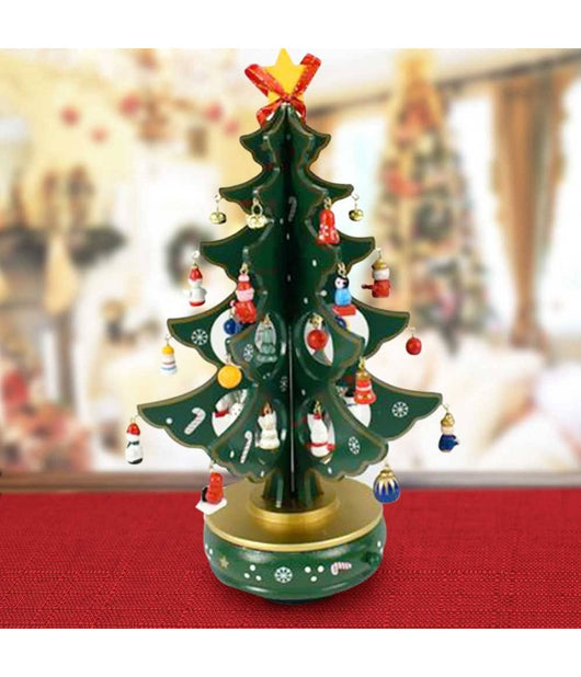 Carillon Natalizio Albero Di Natale Legno Con Addobbi 33cm Decorazioni Natalizie         