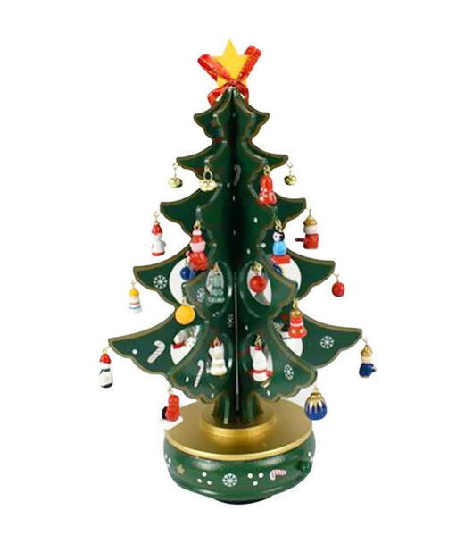 Carillon Natalizio Albero Di Natale Legno Con Addobbi 33cm Decorazioni Natalizie         