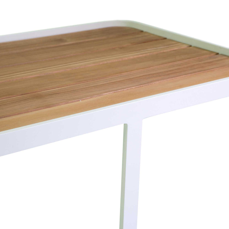 Carrello alluminio Honolulu bianco top legno teak cm 93x53h77