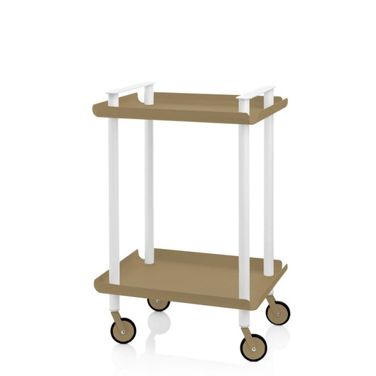 Carrello ausiliario LEKY, struttura bianca, 2 ripiani, colore beige