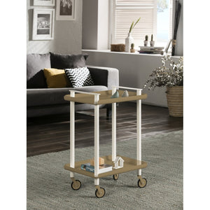 Carrello ausiliario LEKY, struttura bianca, 2 ripiani, colore beige