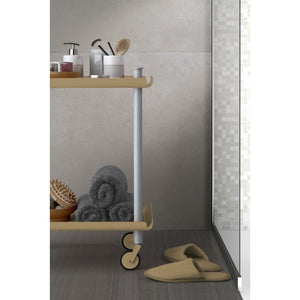 Carrello ausiliario LEKY, struttura grigia, 2 ripiani, colore beige