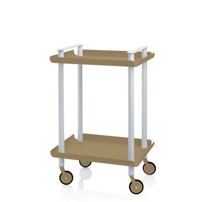 Carrello ausiliario LEKY, struttura grigia, 2 ripiani, colore beige