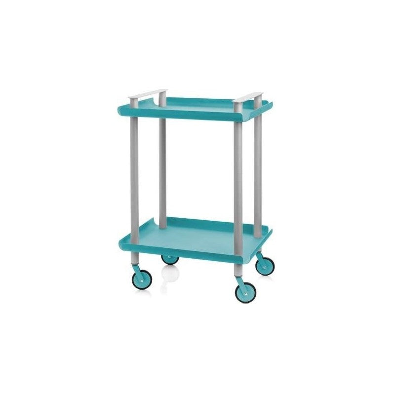 Carrello ausiliario LEKY, struttura grigia, 2 ripiani, colore celeste