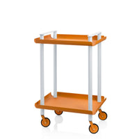 Carrello ausiliario LEKY, struttura grigia, 2 ripiani, colore arancione