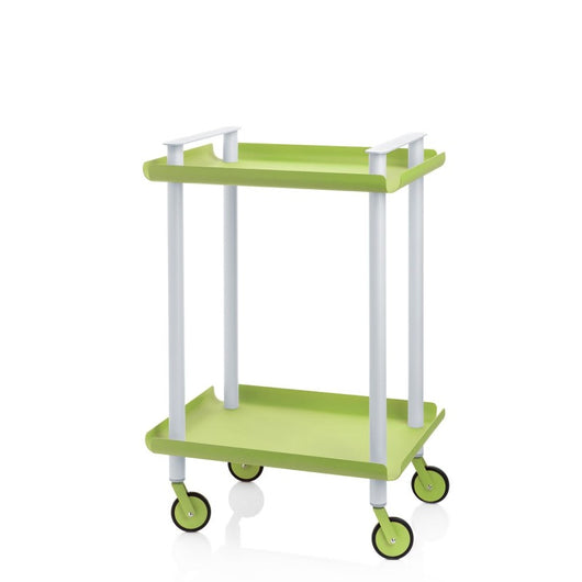 Carrello ausiliario LEKY, struttura grigia, 2 ripiani, colore verde