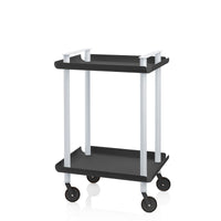 Carrello ausiliario LEKY, struttura grigia, 2 ripiani, colore nero