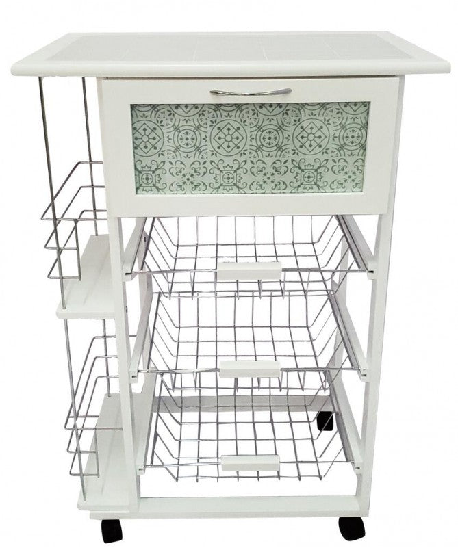 CARRELLO CUCINA COLUMBIA 3 CESTI BIANCO GIRASOLE 57X37X83 CM