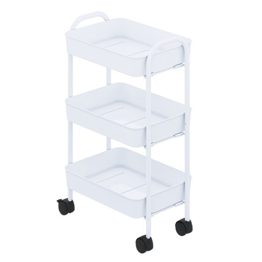 Carrello da cucina 3 ripiani in metallo bianco con ruote Tier 45.5x32x76.4H