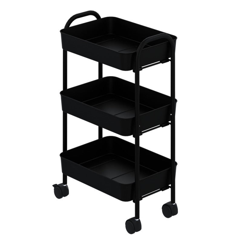 Carrello da cucina 3 ripiani in metallo nero con ruote Tier 45.5x32x76.4H