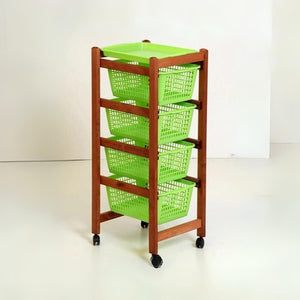 Carrello da cucina 4 cestini estraibili ed un vassoio Jolly Eco colore ciliegio