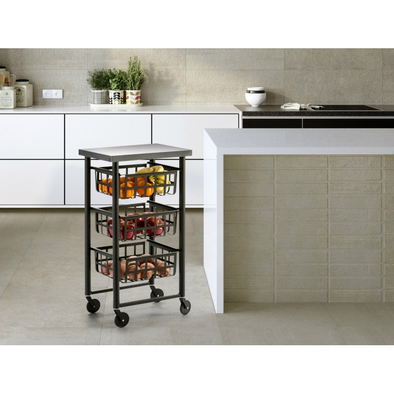 Carrello da cucina, Carrello salvaspazio FIFTY-FIFTY, struttura nero