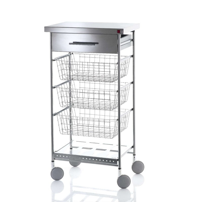 Carrello da cucina con ripiano superiore in acciaio inox, AFINITY