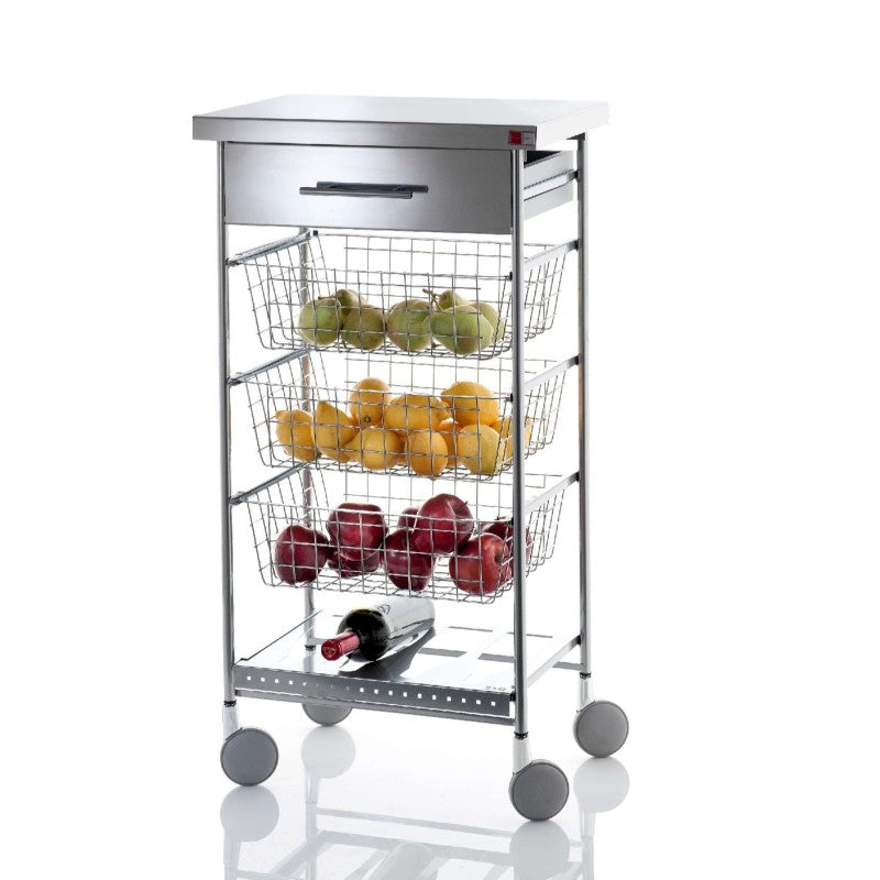 Carrello da cucina con ripiano superiore in acciaio inox, AFINITY