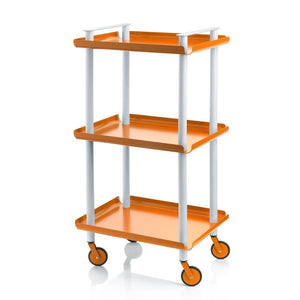 Carrello da cucina LEKY, 3 ripiani, struttura grigia, colore arancione