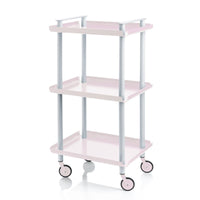 Carrello da cucina LEKY, 3 ripiani, struttura grigia, colore rosa