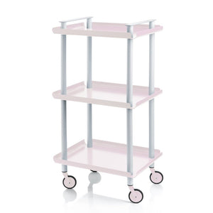 Carrello da cucina LEKY, 3 ripiani, struttura grigia, colore rosa