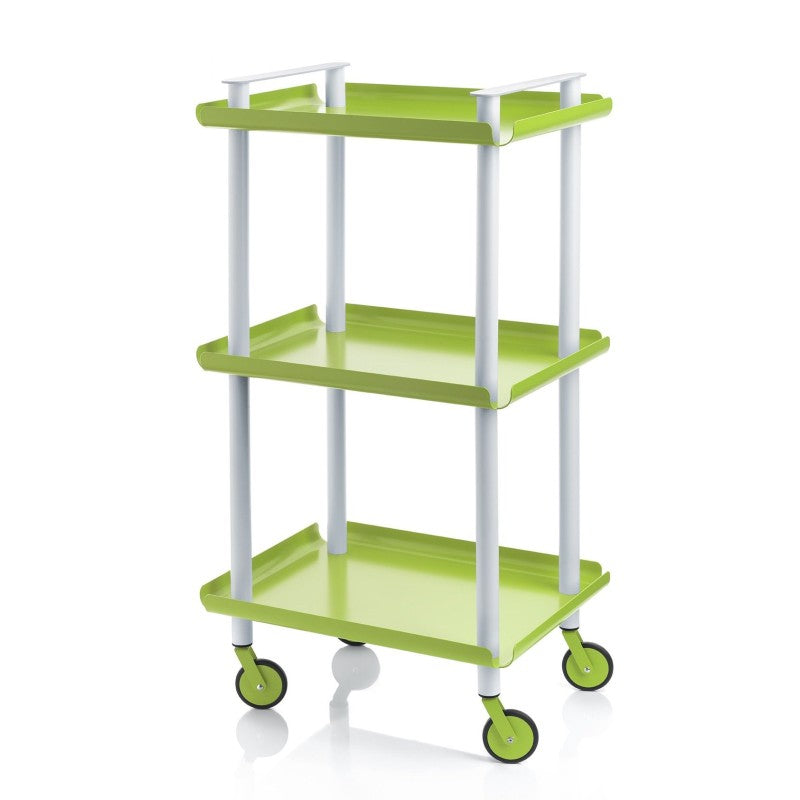 Carrello da cucina LEKY, 3 ripiani, struttura grigia, colore verde